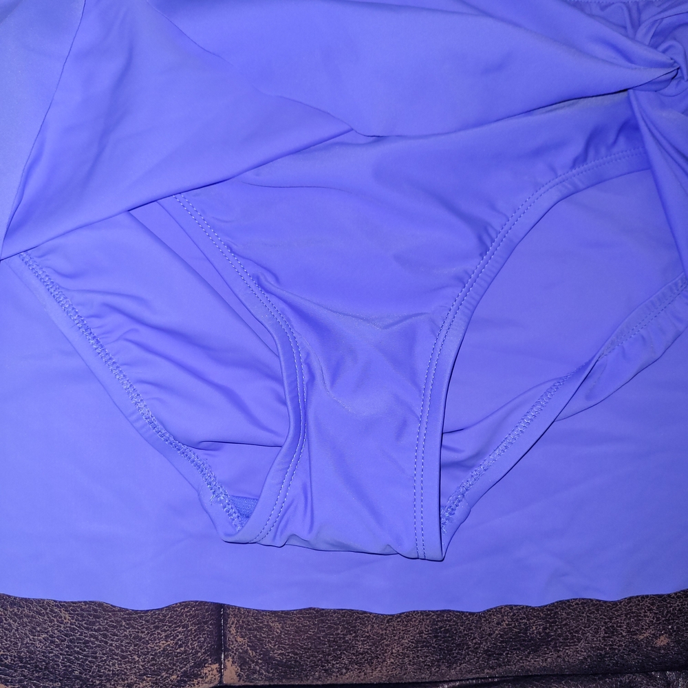 Plus Size Blue Swim Skirt Bikini Bottom George High Waist NWT 1X 2X 3X - Picture 2 of 3
